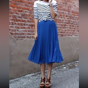 Zara Electric Blue Pleated Midi Skirt Flowy Statement Piece Size Medium